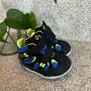 Merrell Toddler 4 Waterproof Black & Blue Sneakers Neon Accents Hike Outdoors